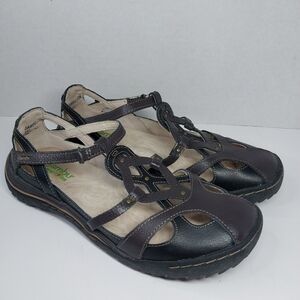 Jambu All Terrain Shoes Size 8 M Strappy Black/Brown Leather Mary Janes Sandals
